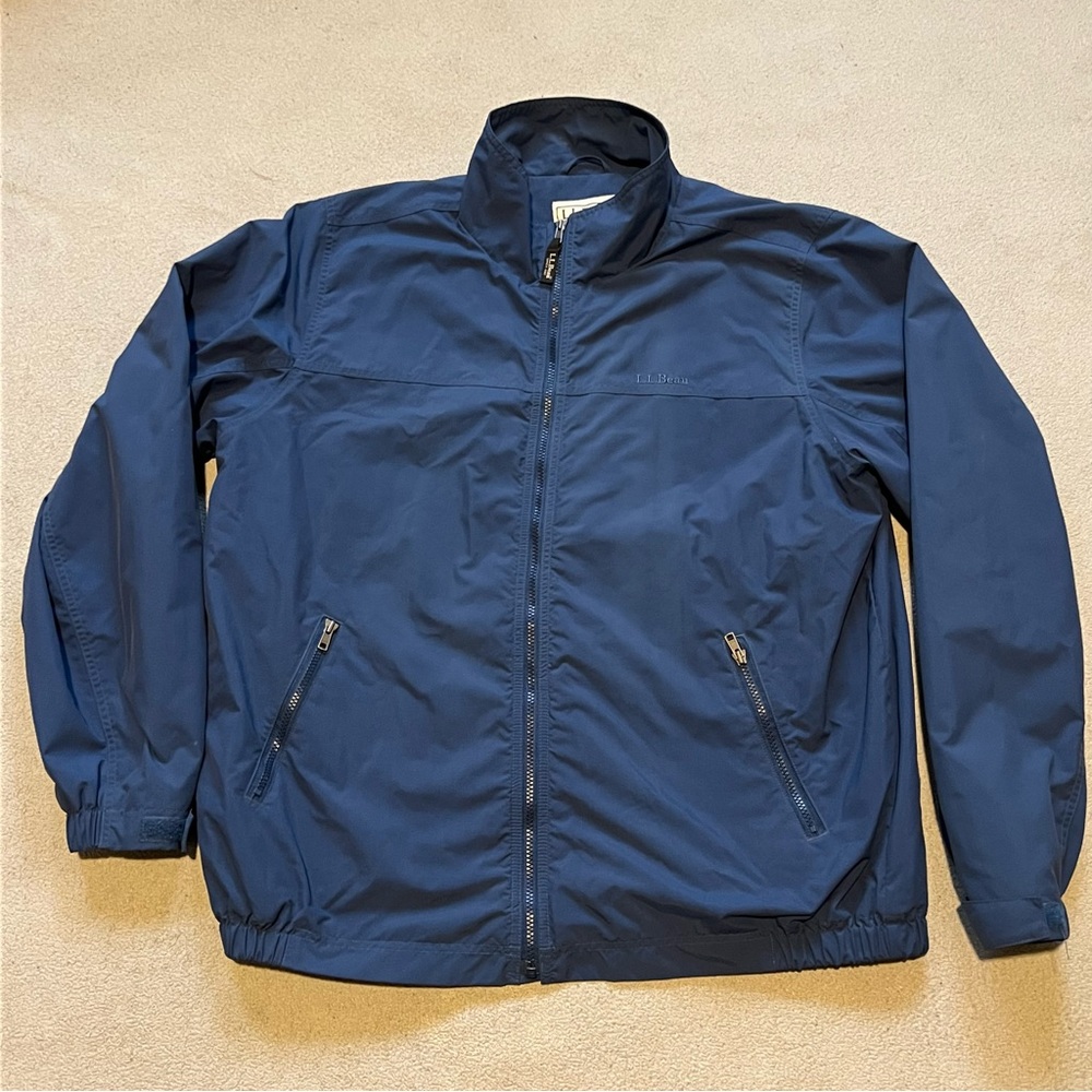LL Bean Jacket Mens Extra Large Blue Full Zip Bomber Fleeced Lined Thinsulate
